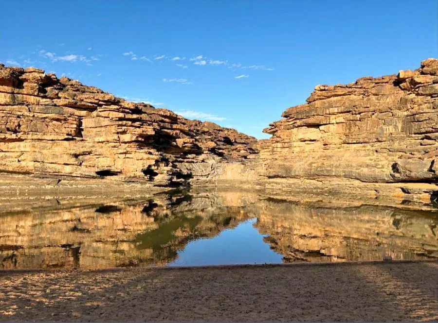 Oasis et falaises de roche près d’Atar